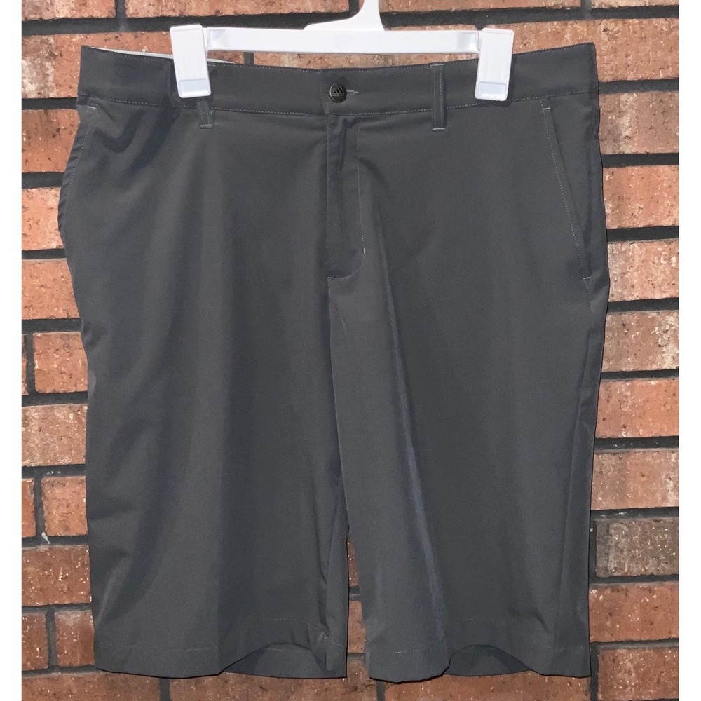 Adidas Mens Golf Shorts Gray Flat Front Performance Stretch Activewear Size 36